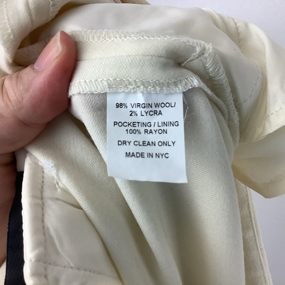 Nili Lotan Cream Wool Pleated Front Ankle Length Pants - Picture 4 of 9